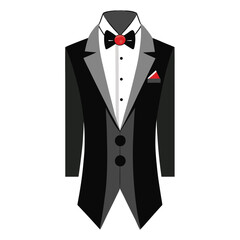 digital illustration of a formal black tuxedo set