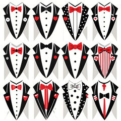 illustration of black and white tuxedo styles