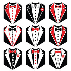 illustration of black and white tuxedo styles