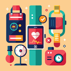 illustrations of smartwatches and fitness trackers