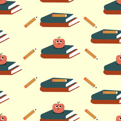 vector seamless school supplies pattern