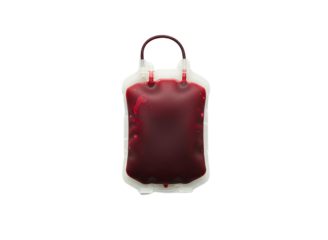 Blood bag donation medical supply isolated on transparent background