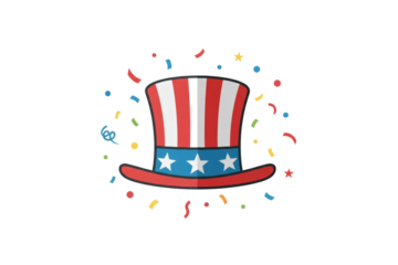Patriotic Hat with Confetti: Celebrating American Holidays and Independence Day