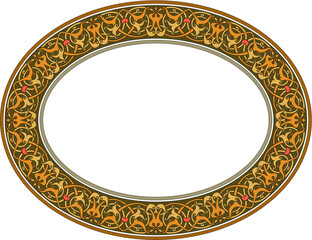 Elegant antique gold ornate floral frame on a white background