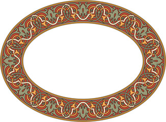 Gold vintage round floral frame with ornate border decoration