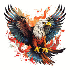 Obraz premium Majestic Eagle with Arrows and Leaves Vector Illustration for Designs