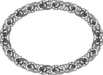 Golden Victorian ornate circular chain frame border isolated on black