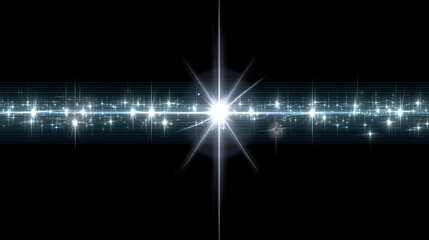 Abstract sparkling light effect on a dark background with a starburst design