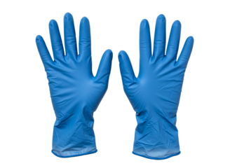 blue nitrile gloves isolated on transparent background