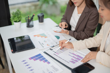 Professional business consultation meeting, working and brainstorming ideas, financial investment ideas for new business projects in the office.