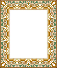 Golden antique ornate picture frame on a white background