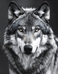 Obraz premium close up image of a wolf looking at camera