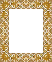 Golden antique frame on white background