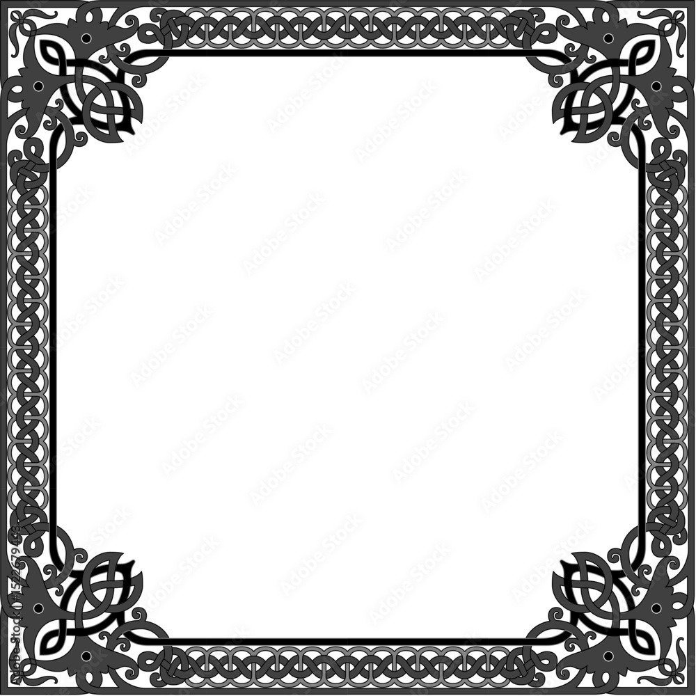 Poster elegant border frame: intricate, decorative, geometric framework of an ornate border, inviting artis