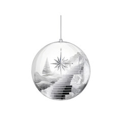 Fototapeta premium Elegant Silver Christmas Ornament with Winter Scene and Star