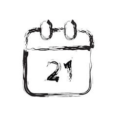 Calendar Icon with Number 21 and Hand-Drawn Style
