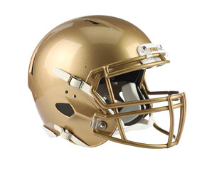 Fototapeta premium Shiny gold football helmet on a white background.