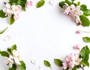 Fototapeta premium Spring blossoms arranged in a circle