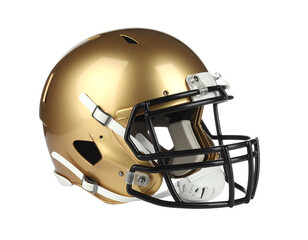 Fototapeta premium Shiny golden football helmet for athletic use.