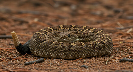 Naklejka premium Desert Rattlesnake Coiled in Natural Habitat Wildlife Photography