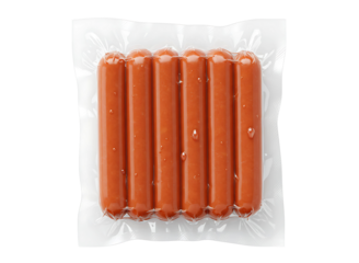 hot dogs in vacuum sealed package isolated on transparent background
