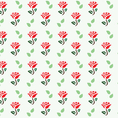 Seamless Pattern with Red Roses and Day Dear Text on Light Background