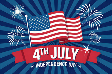 American Flag, Fireworks, 4th of July Independence Day