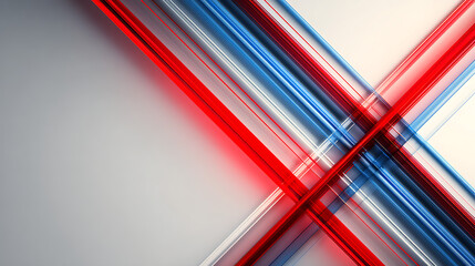 Fine red and blue geometric lines intersecting in the lower right corner on a white minimalist background, abstract math and tech style with clean space on top and left for text or interface design.