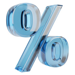 Blue Glass Percent Symbol 3D Render Discount Sale