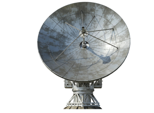 Large satellite dish antenna isolated on transparent background