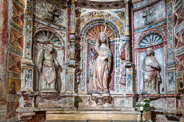 Interior of Church of Santa Maria da Alcacova in Castle of Montemor-o-Velho town, Coimbra District...