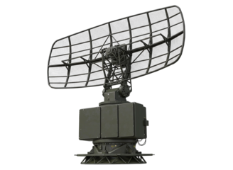 Military radar system antenna isolated on transparent background