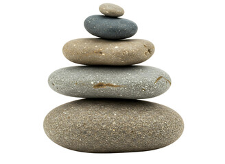 Stack of grey river stones isolated on transparent background