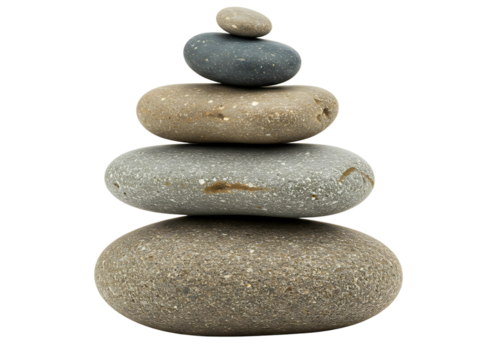 Stack of grey river stones isolated on transparent background - Powered by Adobe
