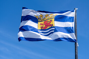 flag of Dutch province Zeeland flying in the wind