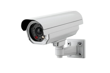Outdoor surveillance camera mounted on wall for security, cut out