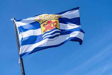flag of Dutch province Zeeland flying in the wind