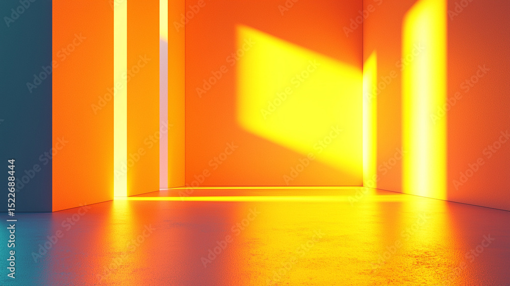 Poster abstract architectural design with vibrant colors and light creating a visual aesthetic