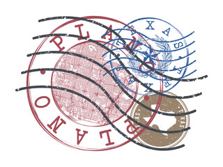 Plano, Texas Stamp Map Postal. Silhouette Seal Roads and Streets. Passport Round Design. Vector Icon.