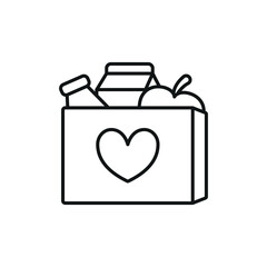 Food Basket Icon – Charity, Donation, and Grocery Aid Symbol for International Charity Day
