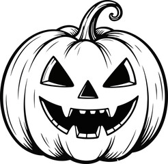 Spooky Halloween Jack-o'-lantern Pumpkin Design Perfect for Autumn Decorations and Scary Themes