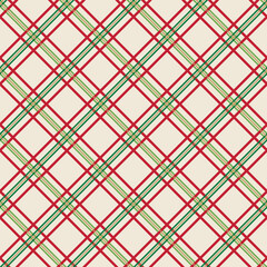 Seamless Christmas Plaid Pattern For Gift Wrap And Fabric Print