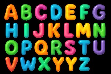 Colorful balloon alphabets A to Z isolated on transparent background.