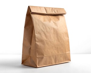 brown paper bag mockup isolated on white background