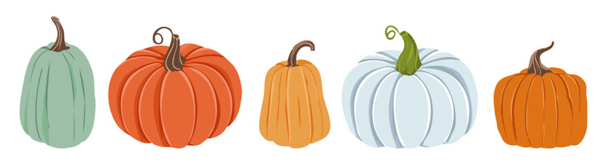 Vector collection of cute hand drawn pumpkins