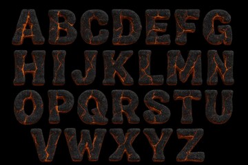 Fire font letters in bright red color with fiery texture, standing out boldly, isolated on transparent background.