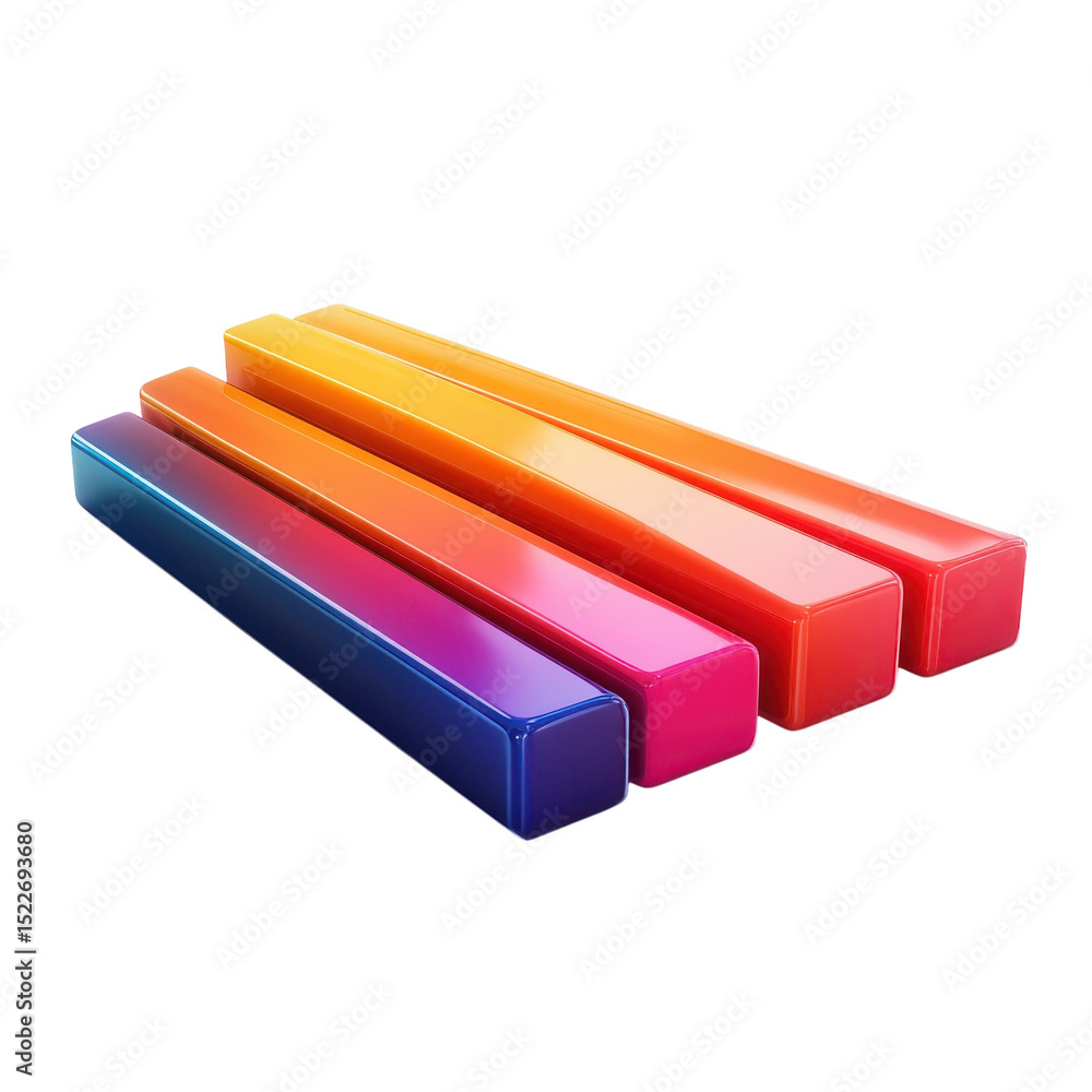 Poster vibrant gradient blocks on black background smooth 3d rendering for on transparent background