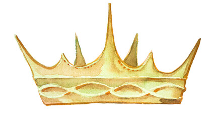 Golden crown isolated on white.