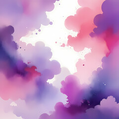 Fototapeta premium Square watercolor texture background with soft pink and violet tones, smooth brush strokes and dreamy abstract transitions. Perfect for cards, posters, branding, and elegant visual composition