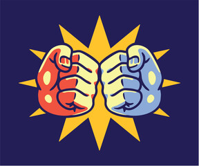fist bump vector illustration isolated dark background